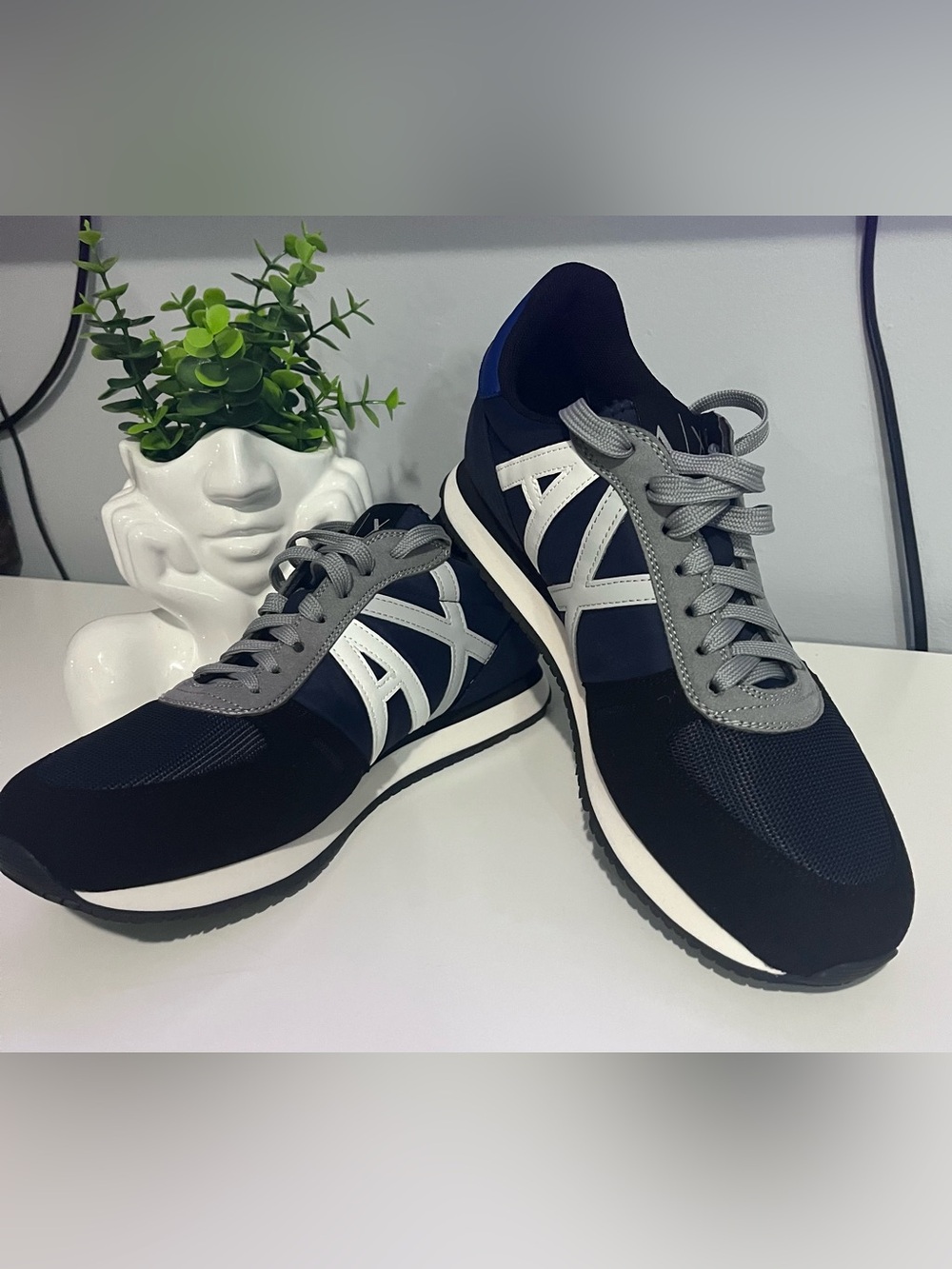 Armani Exchange Men's Navy and Gray Sneakers New w out Tags